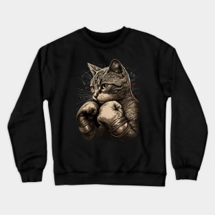 Boxing Cat Boxer Kitten Funny Cat Graphic Crewneck Sweatshirt